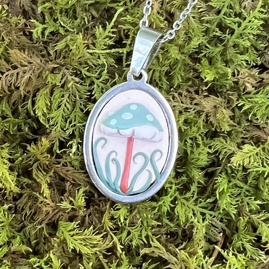 3D Green Mushroom Necklace