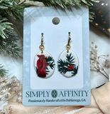 Cardinal & Pine Branch Earrings