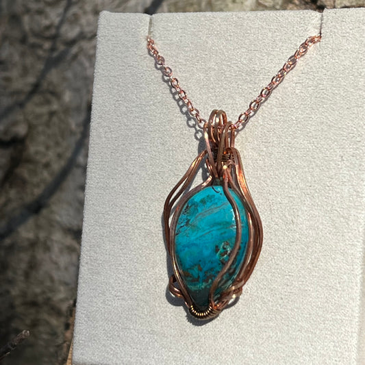 Wire-Wrapped Chrysocolla Necklace