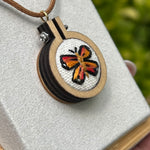Hand-Embroidered Butterfly Necklace