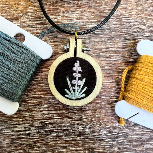 Hand-Embroidered Lavender Necklace