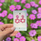 Pink Flower Earrings