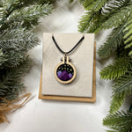 Hand-Embroidered Mountains & Stars Necklace (Purple)