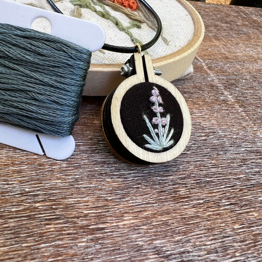 Hand-Embroidered Lavender Necklace