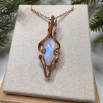 Reserved for Cindy- Rainbow Moonstone Pendant Wire-Wrapped in Copper