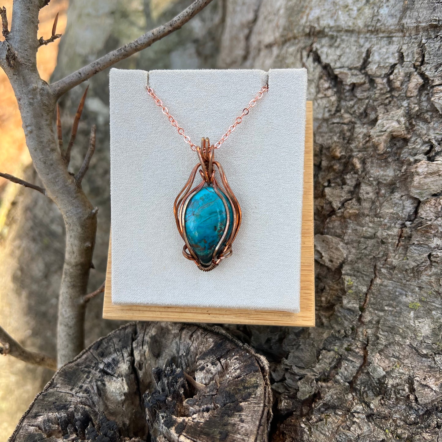 Wire-Wrapped Chrysocolla Necklace