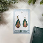 Gold & Copper Fern - Green Teardrop Earrings