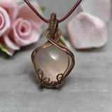 Rose Quartz Wire-Wrapped Swirl Pendant