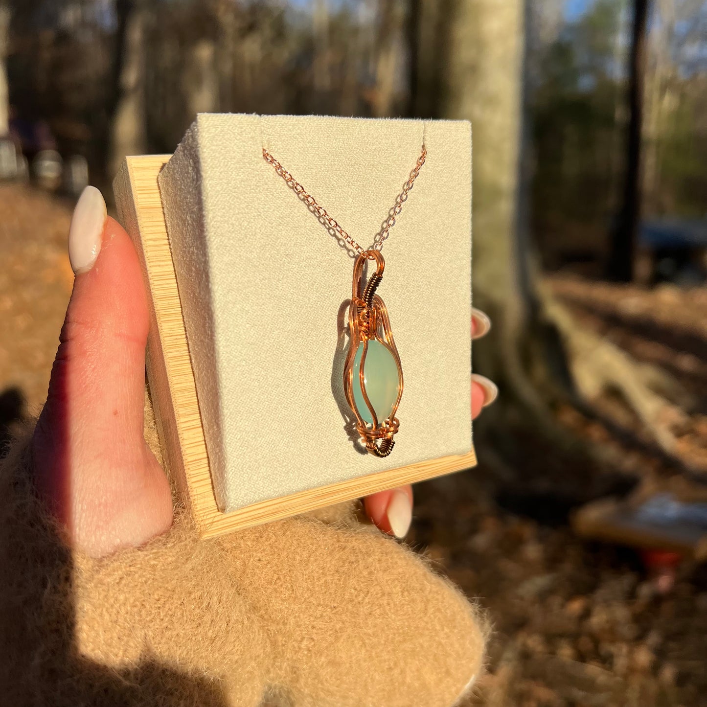Wire-Wrapped Chalcedony Necklace