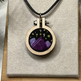 Hand-Embroidered Mountains & Stars Necklace (Purple)