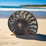 Black Ammonite Sliced Half (#1)