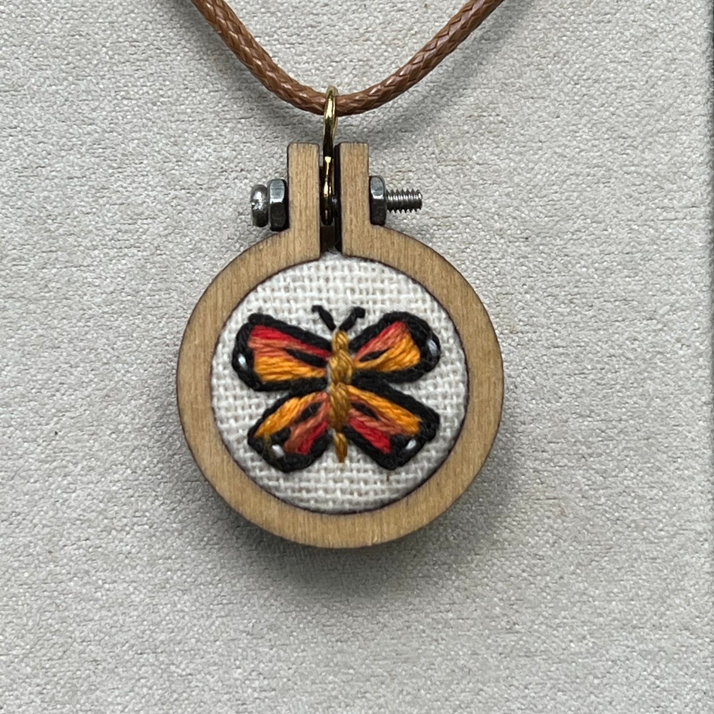 Hand-Embroidered Butterfly Necklace
