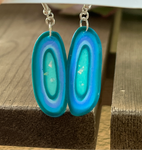 Blue "Agate" Slice Polymer Clay Earrings