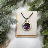 Hand-Embroidered Mountains & Stars Necklace (Purple)