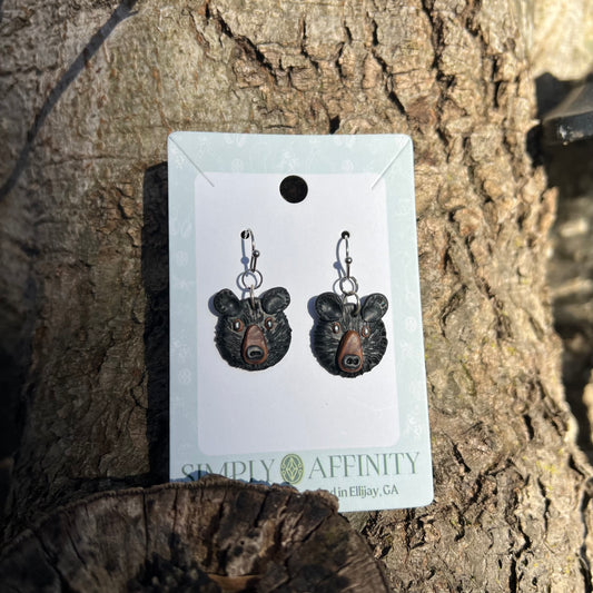 Polymer Clay Black Bear Earrings