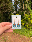 Daffodils on Green Teardrop Earrings