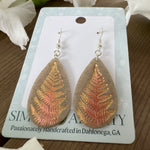 Gold & Copper Fern Teardrop Earrings