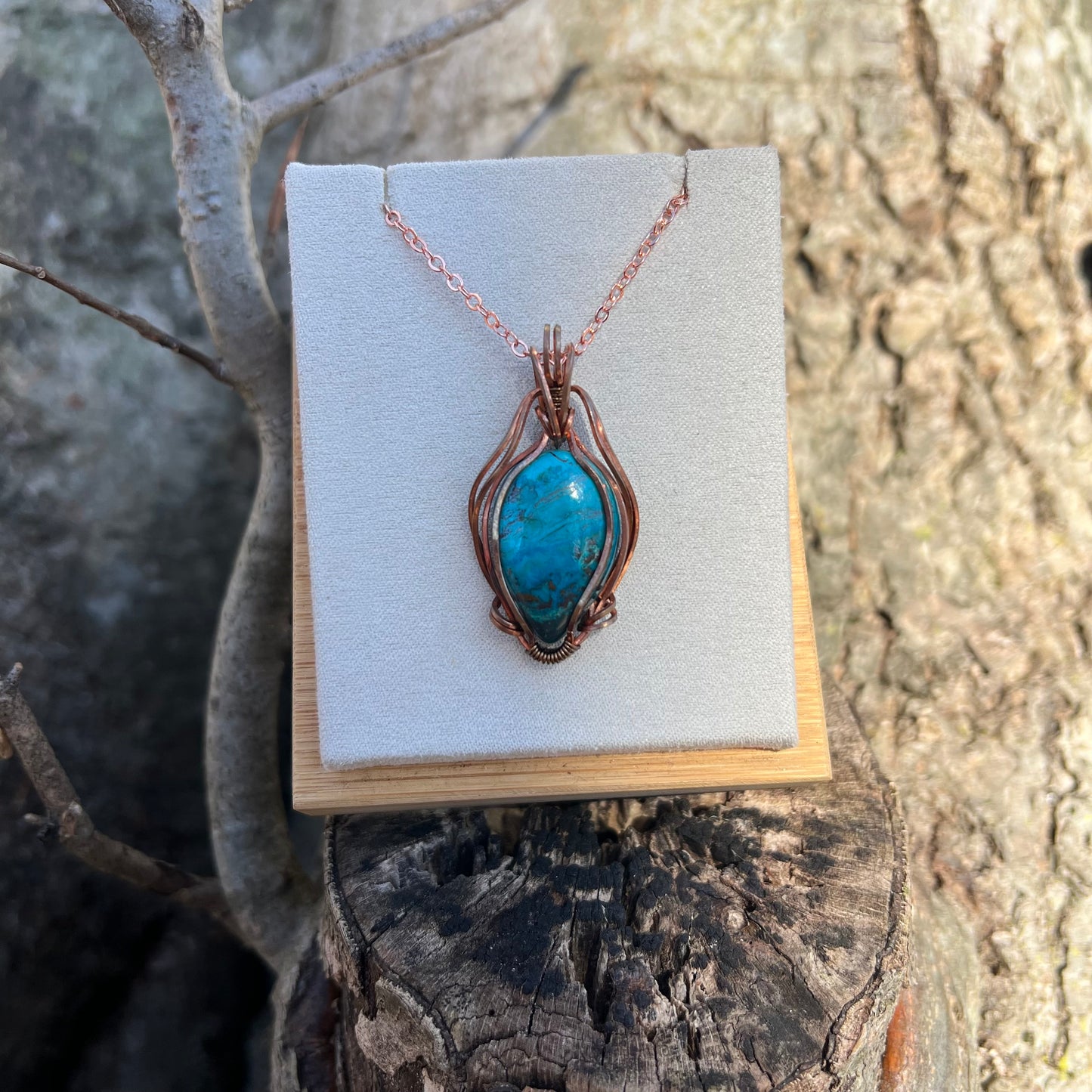 Wire-Wrapped Chrysocolla Necklace