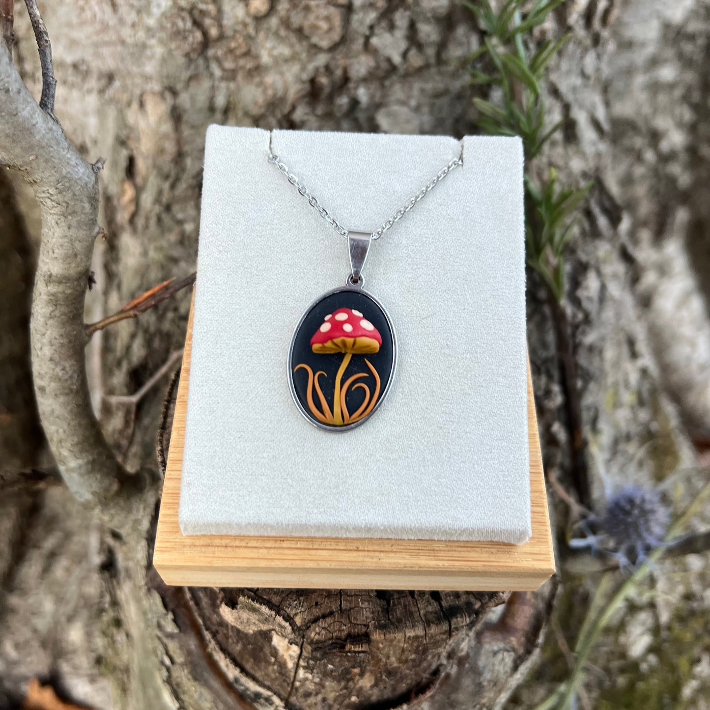 Mushroom Necklace in Steel