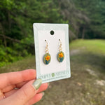 Olive Green Daffodil Earrings