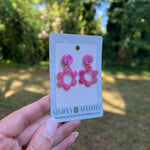 Pink Flower Earrings