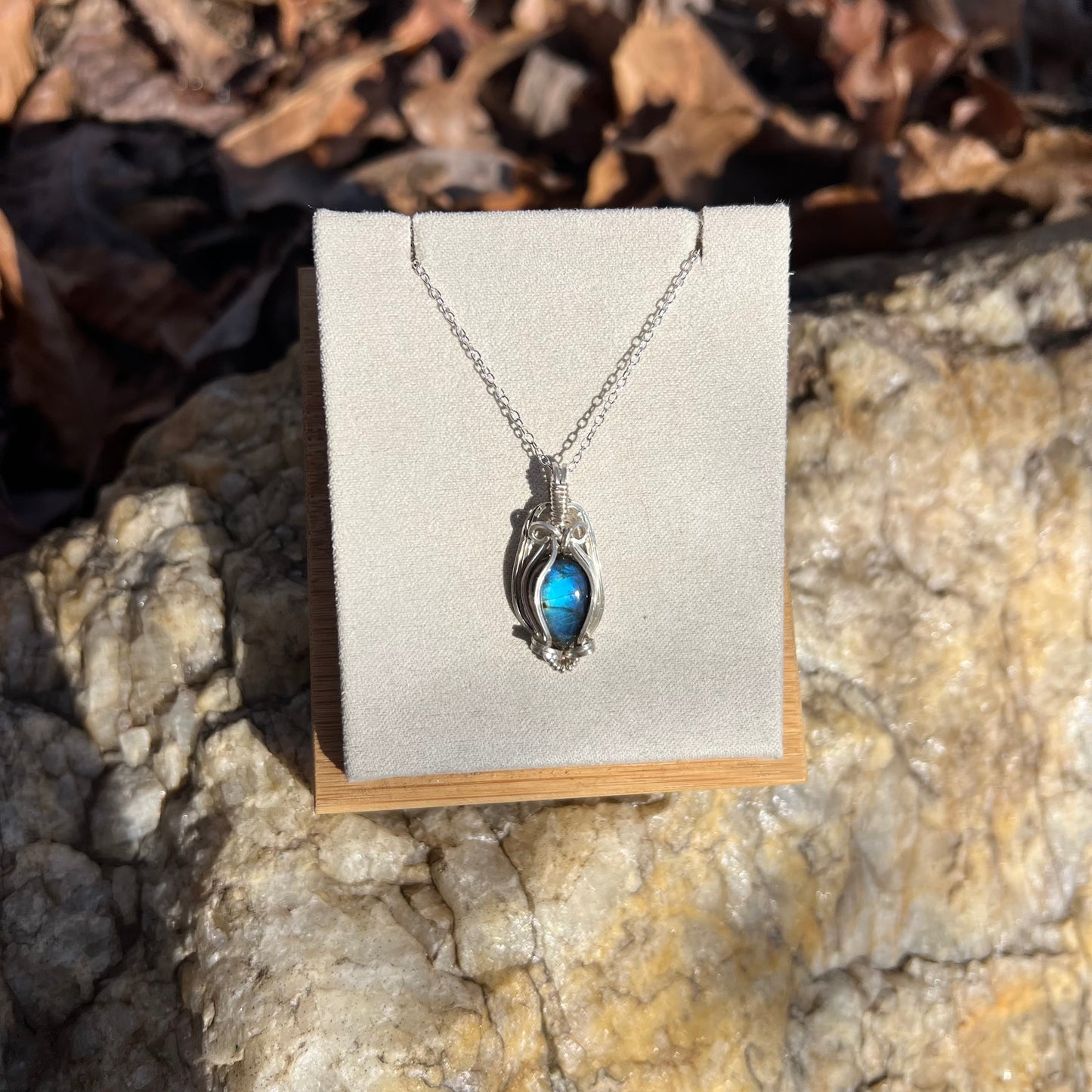 Labradorite Wire-Wrapped Necklace in Sterling Silver