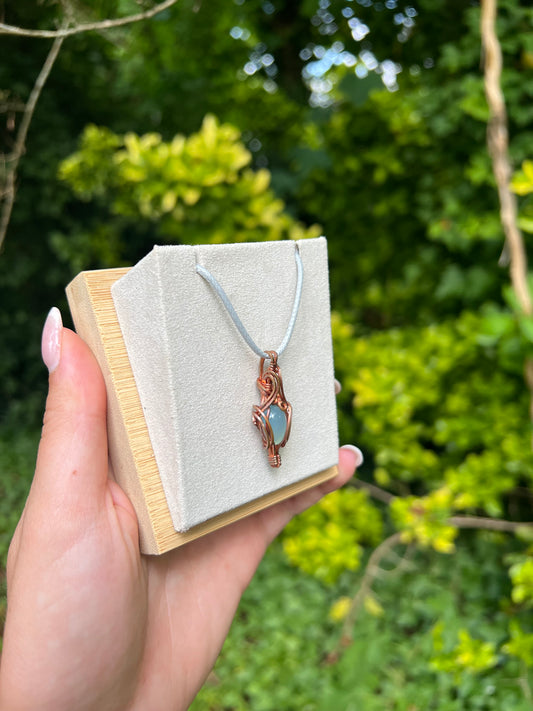 Blue Chalcedony Wire-Wrapped Pendant - Simply Affinity