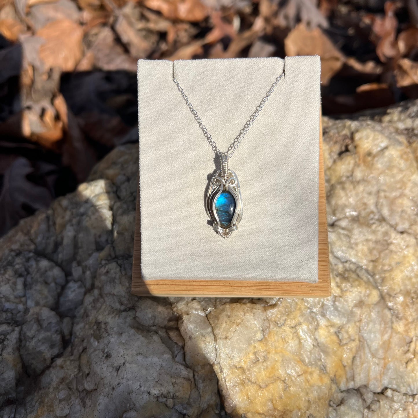 Labradorite Wire-Wrapped Necklace in Sterling Silver