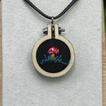 Hand-Embroidered Mushroom Necklace