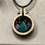 Hand-Embroidered Mountains & Stars Necklace