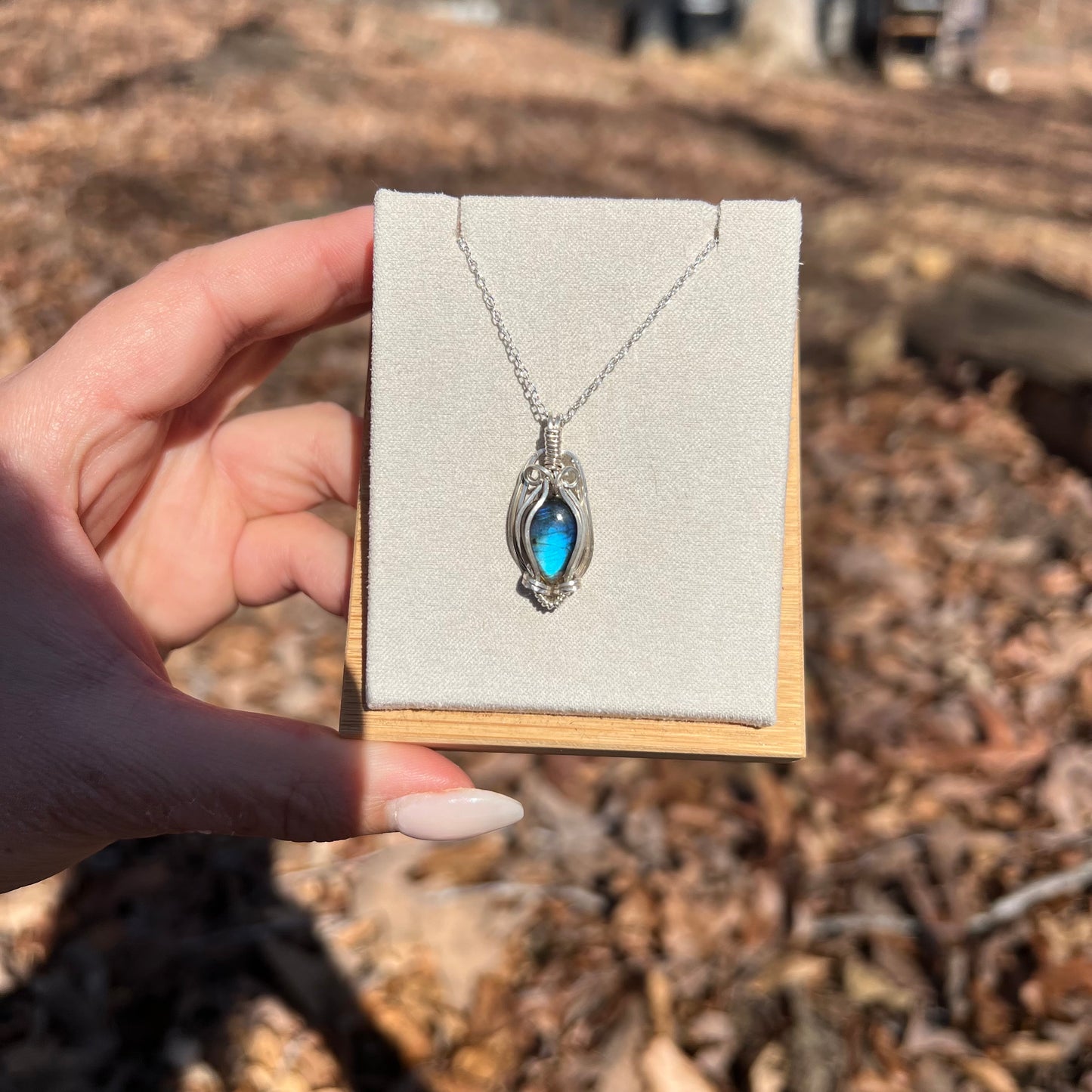 Labradorite Wire-Wrapped Necklace in Sterling Silver