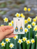 Daffodils on Green Teardrop Earrings