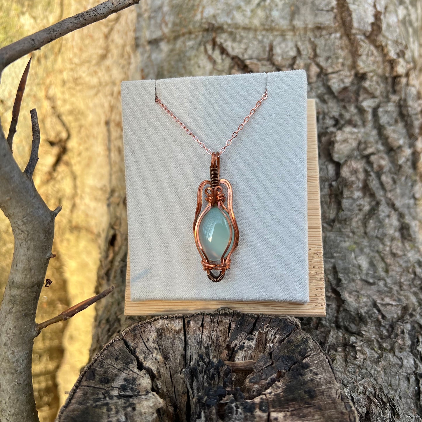 Wire-Wrapped Chalcedony Necklace