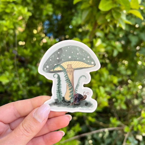 Green Mushroom with Snail Sticker