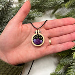 Hand-Embroidered Mountains & Stars Necklace (Purple)