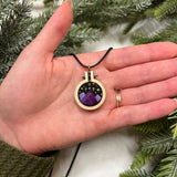 Hand-Embroidered Mountains & Stars Necklace (Purple)