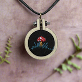 Hand-Embroidered Mushroom Necklace