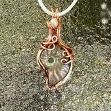 Reserved for Amy - Ammonite & Pearl Pendant Wire-Wrapped in Copper