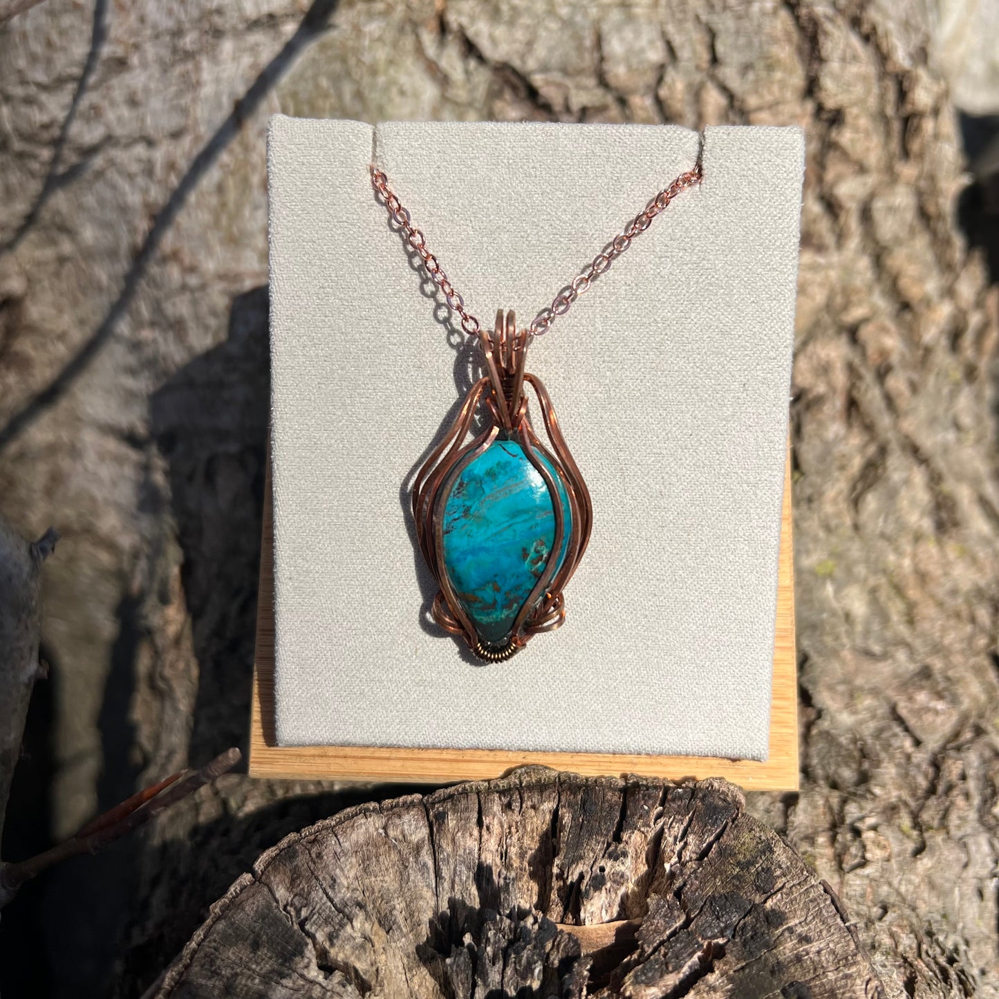 Wire-Wrapped Chrysocolla Necklace