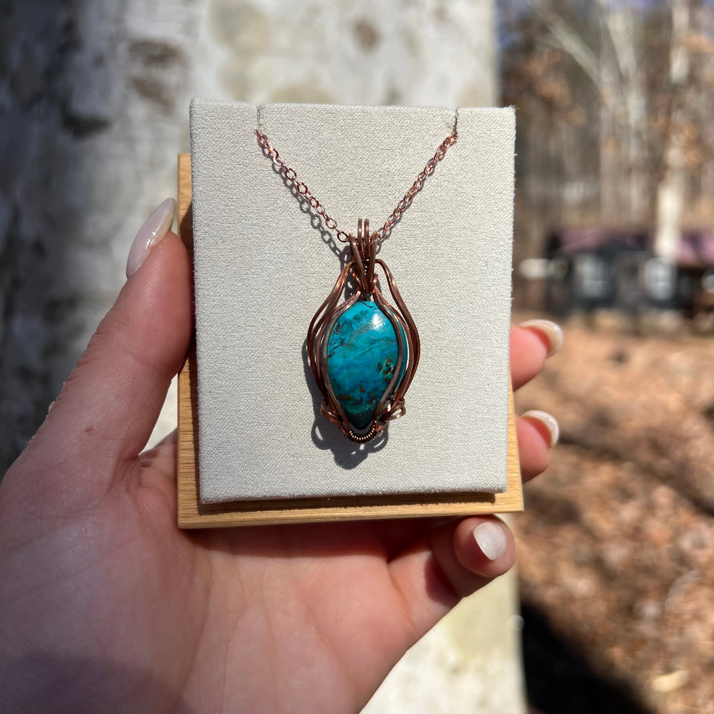 Wire-Wrapped Chrysocolla Necklace