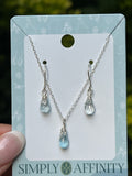 Blue Topaz Necklace & Earring Set in Sterling Silver