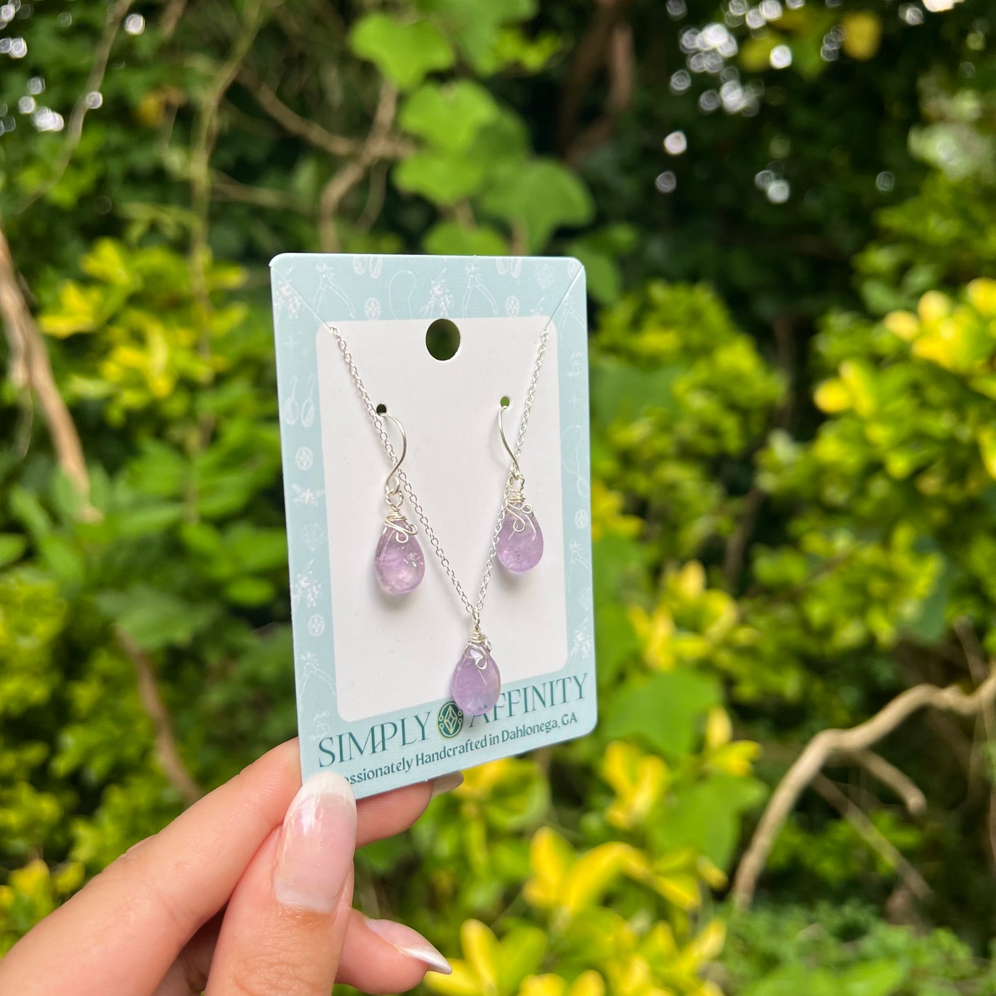Amethyst Necklace & Earring Set in Sterling Silver