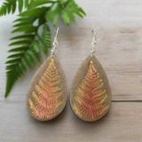 Gold & Copper Fern Teardrop Earrings