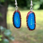 Blue "Agate" Slice Geode Polymer Clay Earrings