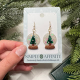 Christmas Tree Snow Globe Earrings