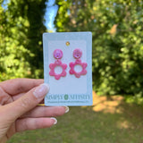 Pink Flower Earrings