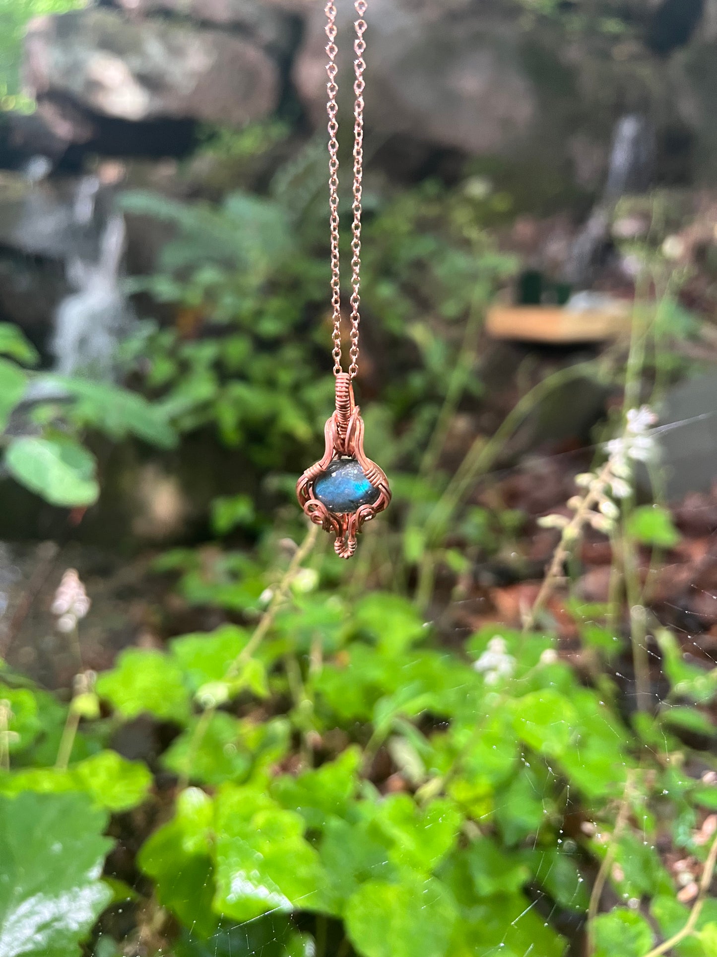 Labradorite and Copper wire wrapped pendant 