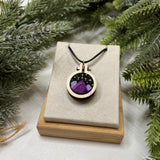 Hand-Embroidered Mountains & Stars Necklace (Purple)