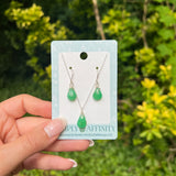 Chrysoprase Necklace & Earring Set in Sterling Silver