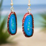 Blue "Agate" Slice Geode Polymer Clay Earrings